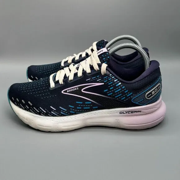 Brooks Glycerin 20 Women's 9 Navy Blue Athletic Running Shoes Lace-Up Sneakers