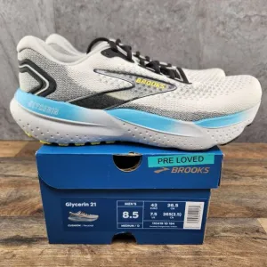 Brooks Glycerin 21 Size 8.5 Mens Coconut Forged Iron Grey Black Casual Shoes