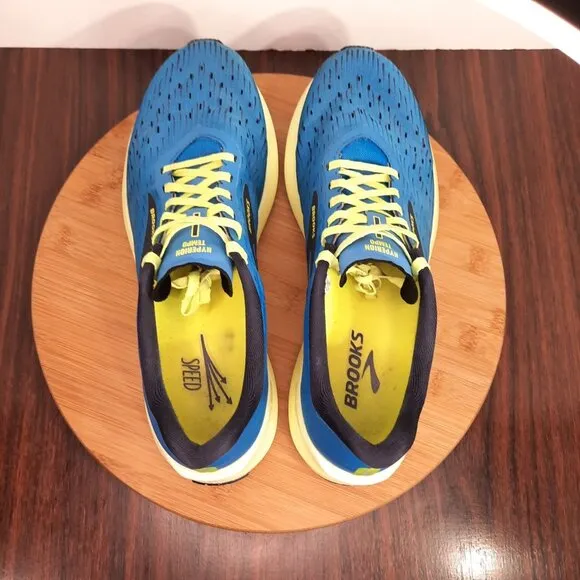Brooks Hyperion Tempo Mens 10 Blue Nightlife Yellow Road Racing Running Sneakers
