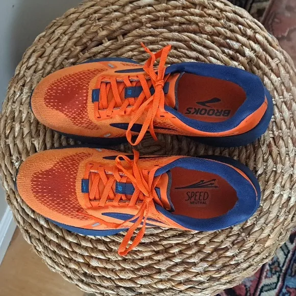 Brooks Mens Launch 9 Athletic/Running Orange/Navy ‎ Performance Sneakers S-8