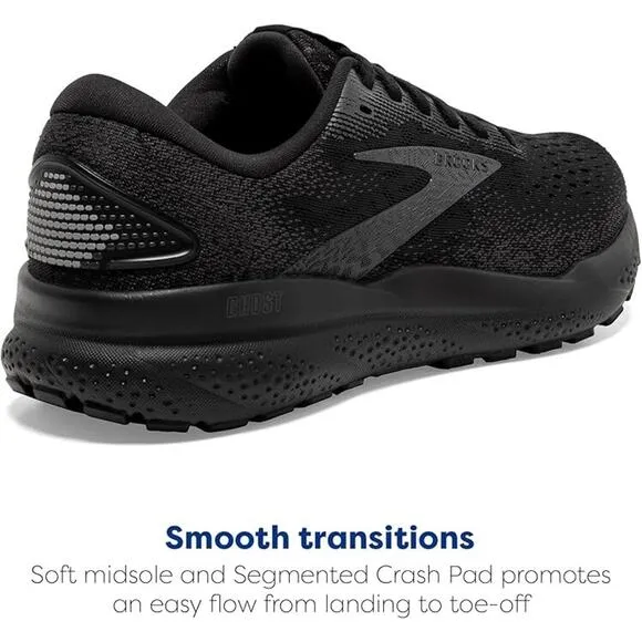 BROOKS Running Shoes Ghost 16 Black/Ebony Size 9 Men's Athletic Sneakers
