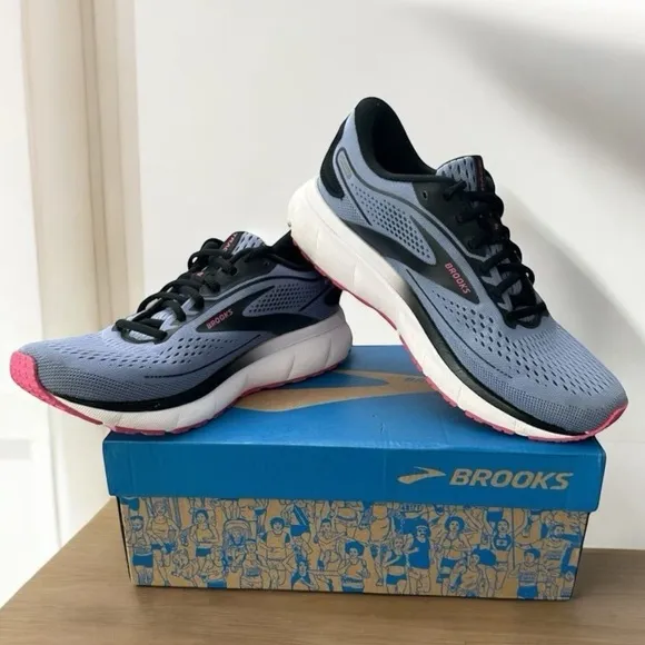 Brooks Trace 2 Running Shoes Sneakers Womens Size 8 Purple Impression Black Pink