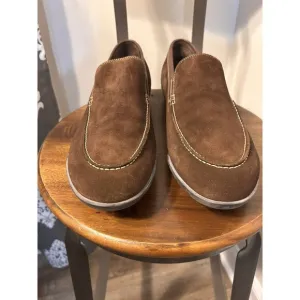 Brown suede Loafer 12 M driving shoe moccasin flat slip on leather Paul Fredrick