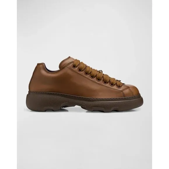 BURBERRY RANGER DARK BROWN LEATHER LACE UP HIKING BOOTS US 12.5 45.5 ITALY $1K