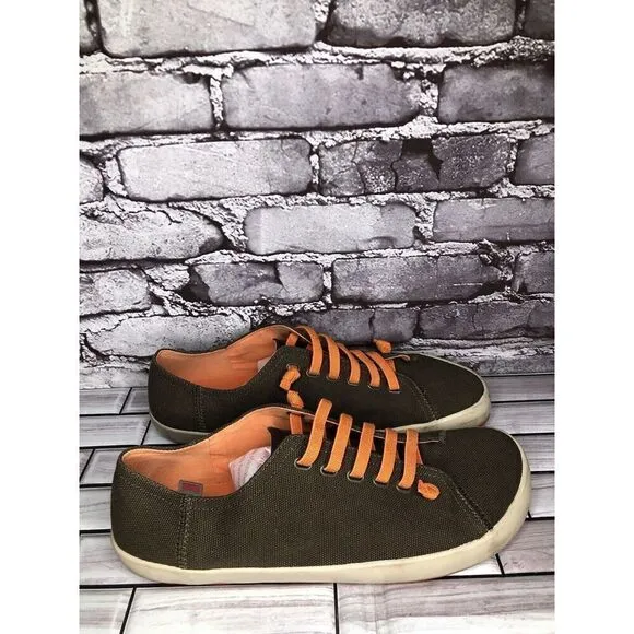 Camper Brown Textile Synthetic Orange Lace Up Casual Shoes Men’s Sz 45EU/12M US