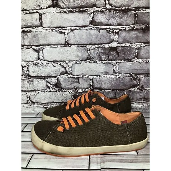 Camper Brown Textile Synthetic Orange Lace Up Casual Shoes Men’s Sz 45EU/12M US