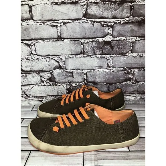 Camper Brown Textile Synthetic Orange Lace Up Casual Shoes Men’s Sz 45EU/12M US