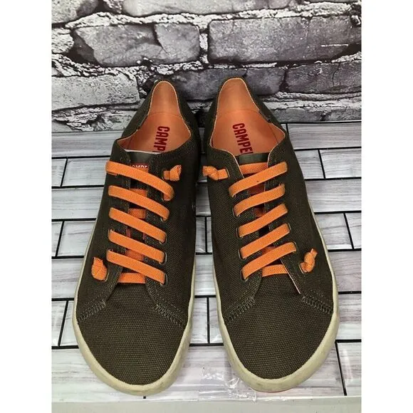 Camper Brown Textile Synthetic Orange Lace Up Casual Shoes Men’s Sz 45EU/12M US