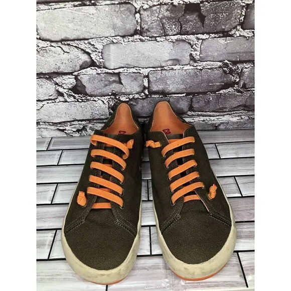 Camper Brown Textile Synthetic Orange Lace Up Casual Shoes Men’s Sz 45EU/12M US