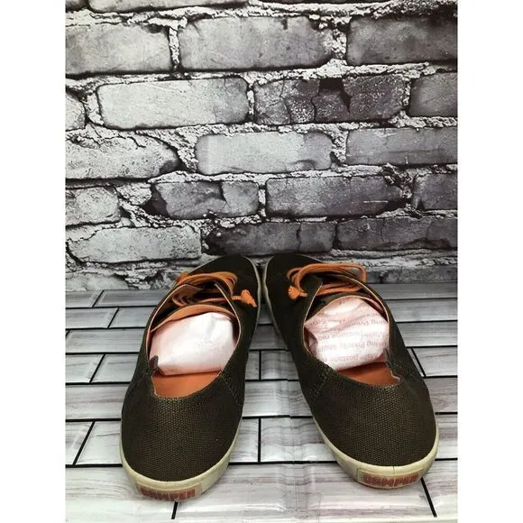 Camper Brown Textile Synthetic Orange Lace Up Casual Shoes Men’s Sz 45EU/12M US