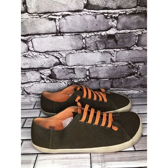 Camper Brown Textile Synthetic Orange Lace Up Casual Shoes Men’s Sz 45EU/12M US