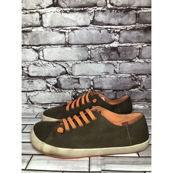 Camper Brown Textile Synthetic Orange Lace Up Casual Shoes Men’s Sz 45EU/12M US