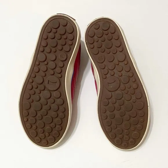 CAMPER PINK LEATHER ELASTIC STRAPS SLIP ON SNEAKERS