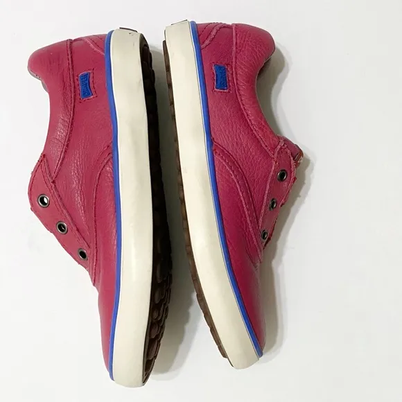 CAMPER PINK LEATHER ELASTIC STRAPS SLIP ON SNEAKERS