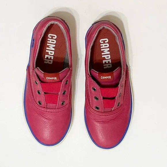 CAMPER PINK LEATHER ELASTIC STRAPS SLIP ON SNEAKERS