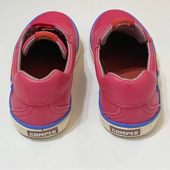CAMPER PINK LEATHER ELASTIC STRAPS SLIP ON SNEAKERS