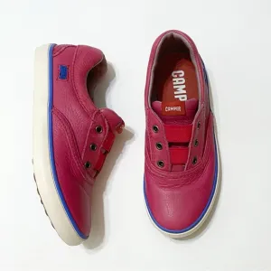 CAMPER PINK LEATHER ELASTIC STRAPS SLIP ON SNEAKERS