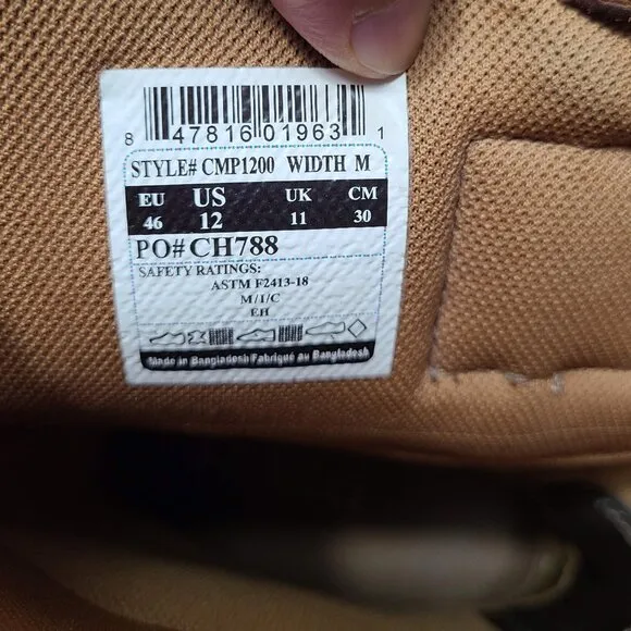 Carhartt Men's 12M Bison 11'' Waterproof Steel Toe Work Boots CMP 1200
