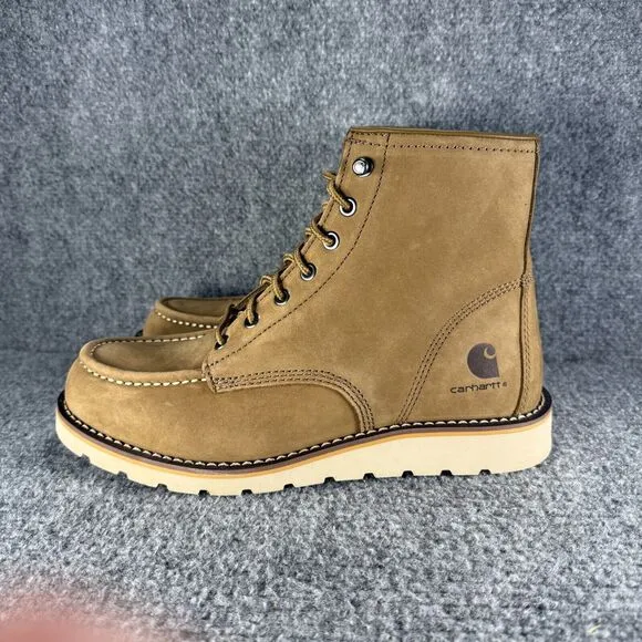 Carhartt Work Boots Womesn 9 Brown Moc Toe Wedge 6&quot; Lace Up Soft Slip Resistant