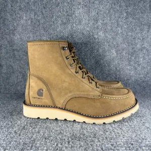 Carhartt Work Boots Womesn 9 Brown Moc Toe Wedge 6&quot; Lace Up Soft Slip Resistant
