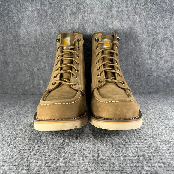 Carhartt Work Boots Womesn 9 Brown Moc Toe Wedge 6&quot; Lace Up Soft Slip Resistant