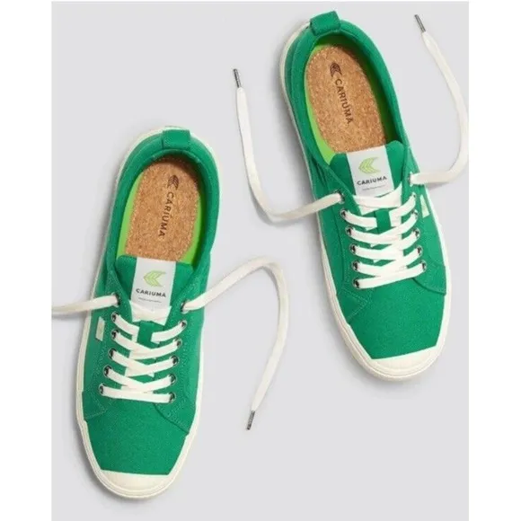 Cariuma Green Canvas Cork Heel - OCA Low Top Sneakers W 8/ M 6.5 NIB
