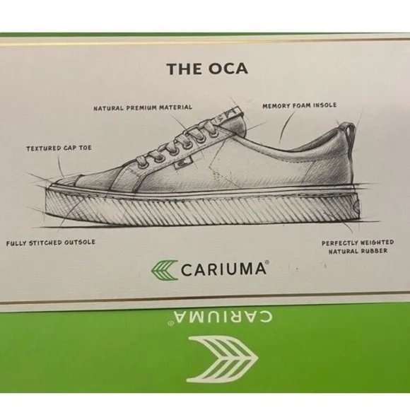 Cariuma Green Canvas Cork Heel - OCA Low Top Sneakers W 8/ M 6.5 NIB