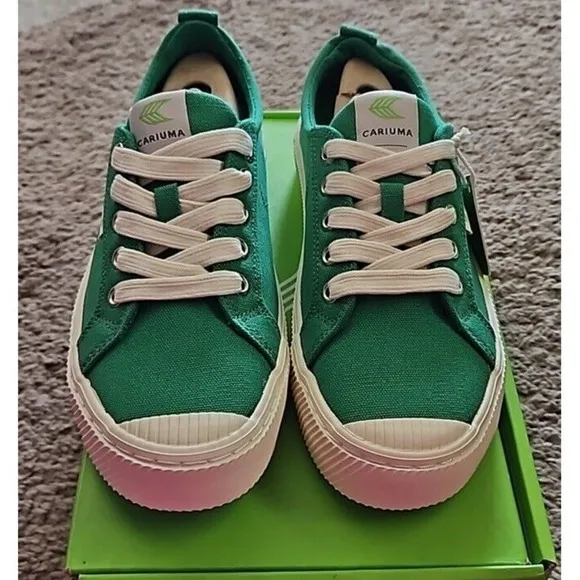 Cariuma Green Canvas Cork Heel - OCA Low Top Sneakers W 8/ M 6.5 NIB