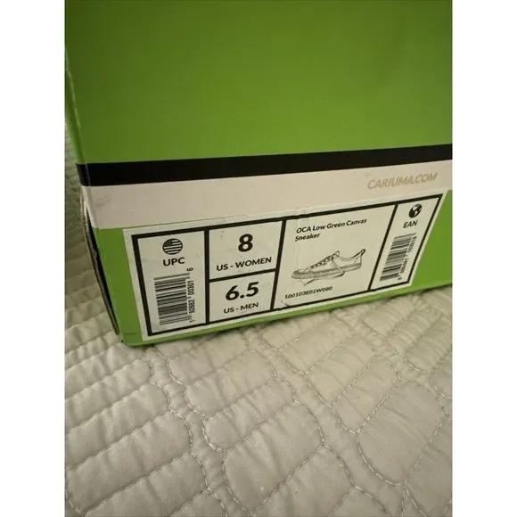 Cariuma Green Canvas Cork Heel - OCA Low Top Sneakers W 8/ M 6.5 NIB