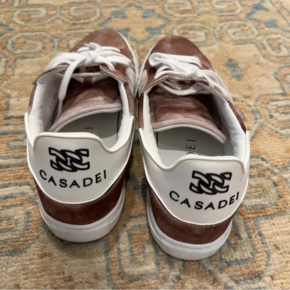 Casadei Tan &amp; White Leather Sneakers | Size 39