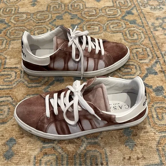 Casadei Tan &amp; White Leather Sneakers | Size 39