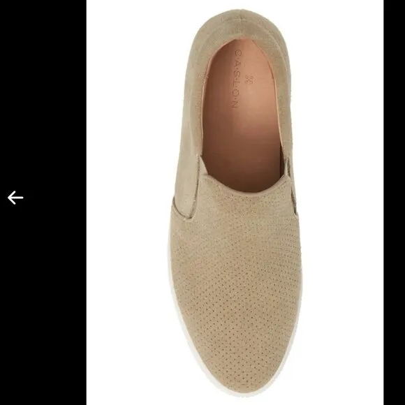 Caslon Allie Womens Wedge Hidden Heel Sneakers 9.5M Taupe Suede Slip-On Leather