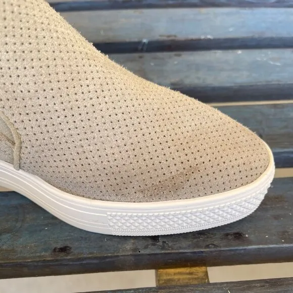 Caslon Allie Womens Wedge Hidden Heel Sneakers 9.5M Taupe Suede Slip-On Leather
