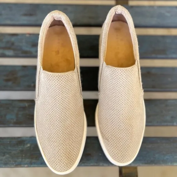 Caslon Allie Womens Wedge Hidden Heel Sneakers 9.5M Taupe Suede Slip-On Leather