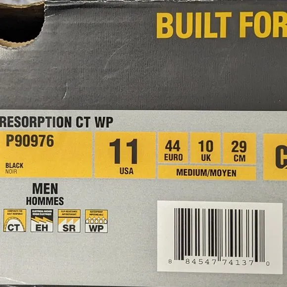 Caterpillar Resorption Composite Toe Work Boots, Black, Men's 11 M