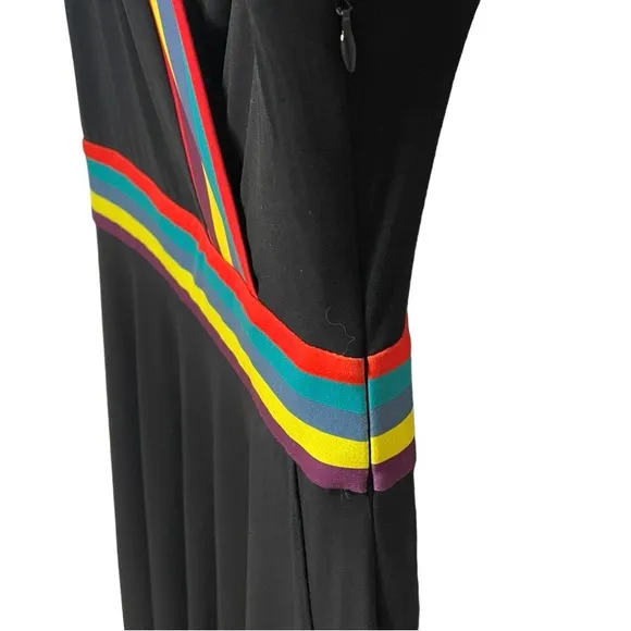 Catherine Malandrino Black  Dress Multi Color Trim Sporty Comfy NEW SZ S NWT