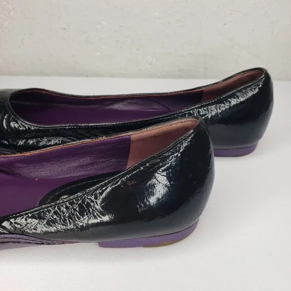 CELINE Women Ballet Flat Size 7.5 Slip On Shoe Black Patent Leather Comfy Casual