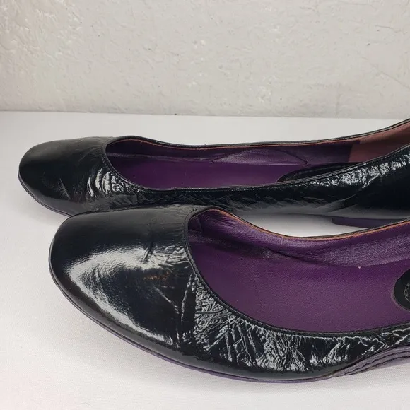 CELINE Women Ballet Flat Size 7.5 Slip On Shoe Black Patent Leather Comfy Casual