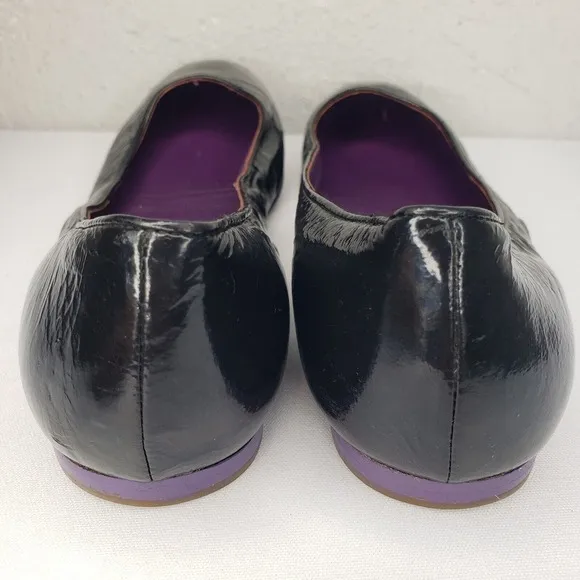 CELINE Women Ballet Flat Size 7.5 Slip On Shoe Black Patent Leather Comfy Casual