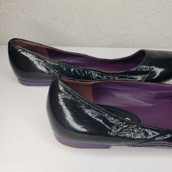 CELINE Women Ballet Flat Size 7.5 Slip On Shoe Black Patent Leather Comfy Casual