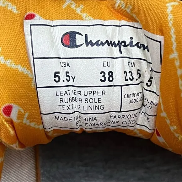 Champion Youth 93 Eighteen Big C Gold Suede Sneakers 5.5 Y Women 7