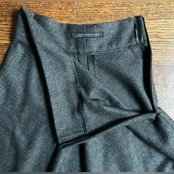 Charcoal Flared Maxi Skirt, High Waist, Herringbone Skirt
