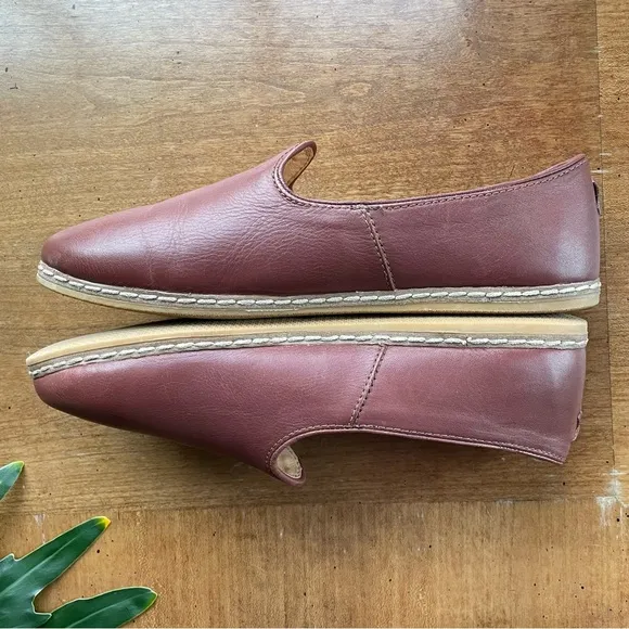 Charix Comfort Travel Office Men's Bordeaux Leather Slip-On Shoes size 10.5-11