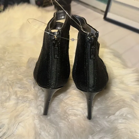 Charles David Size 7.5 GAZETTE Black Glitter Heels Sandals New Womens Shoes NWOT