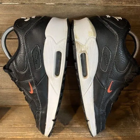 Childrens Big Kids Nike Air Max 90 LTR Black Leather Athletic Shoes Sneakers 7Y‎