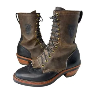 Chippewa Boots classic packer style # 29408 11&quot; black &amp; brown lace up size 9 D