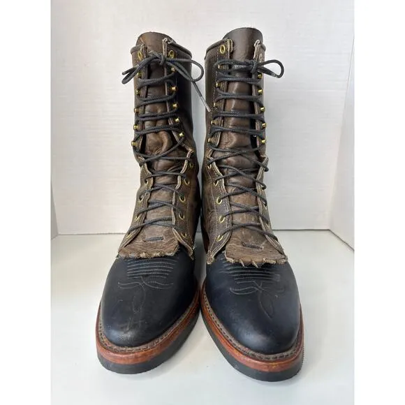 Chippewa Boots classic packer style # 29408 11&quot; black &amp; brown lace up size 9 D