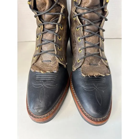 Chippewa Boots classic packer style # 29408 11&quot; black &amp; brown lace up size 9 D