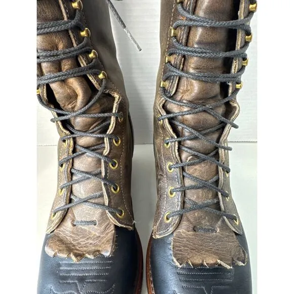 Chippewa Boots classic packer style # 29408 11&quot; black &amp; brown lace up size 9 D