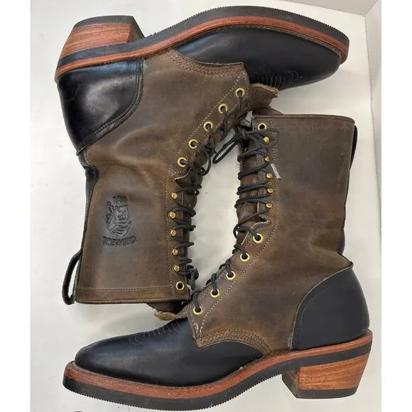 Chippewa Boots classic packer style # 29408 11&quot; black &amp; brown lace up size 9 D